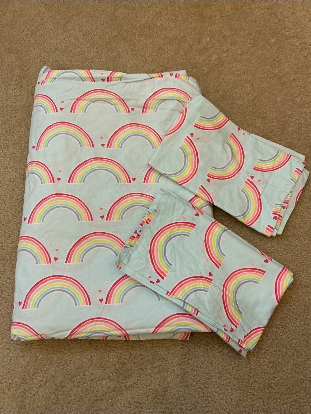 Pottery Barn Kids Rainbow Organic Cotton Duvet Full/Queen Set w/ 2 Pillow Shams